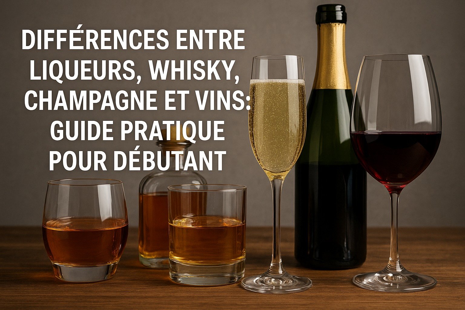 Différences entre liqueurs, whisky, champagne et vins : guide pratique pour débutant